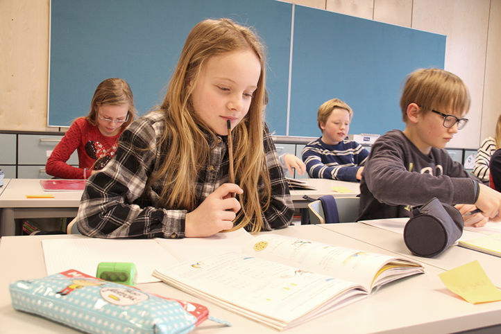 Elever arbeider i klasserom. (Foto: Heidi M. Skjebstad)